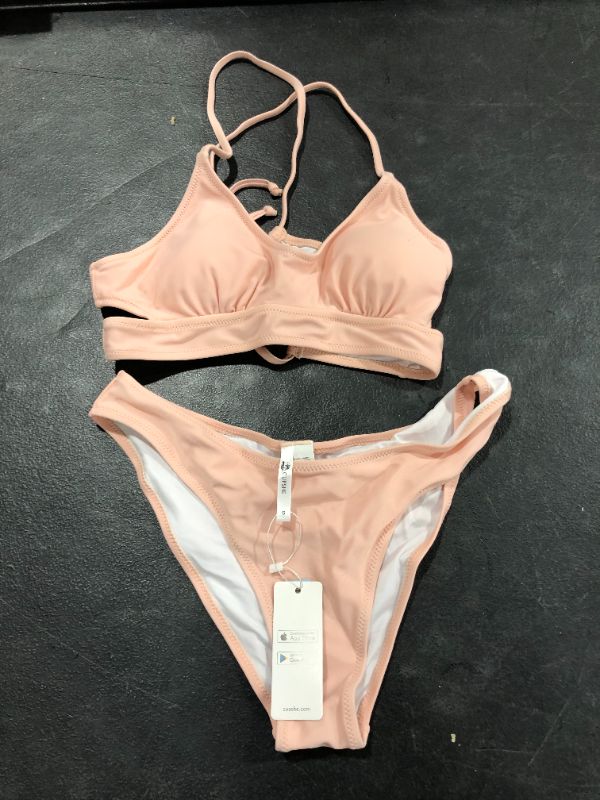 Photo 2 of Cupshe Sweet Pink Solid Lace Up Bikini Small 
