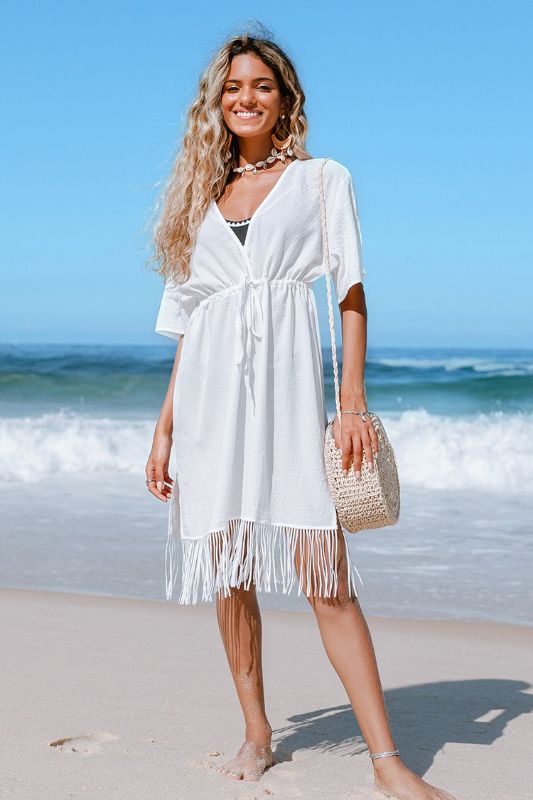 Photo 1 of Cupshe Kinley Fringe Hem Cover Up Medium
 