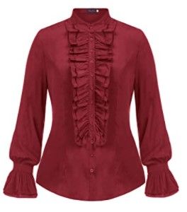 Photo 1 of Hanna Nikole Women Plus Size Victorian Gothic Ruffled Lotus Shirt Blouse Tops 18W
