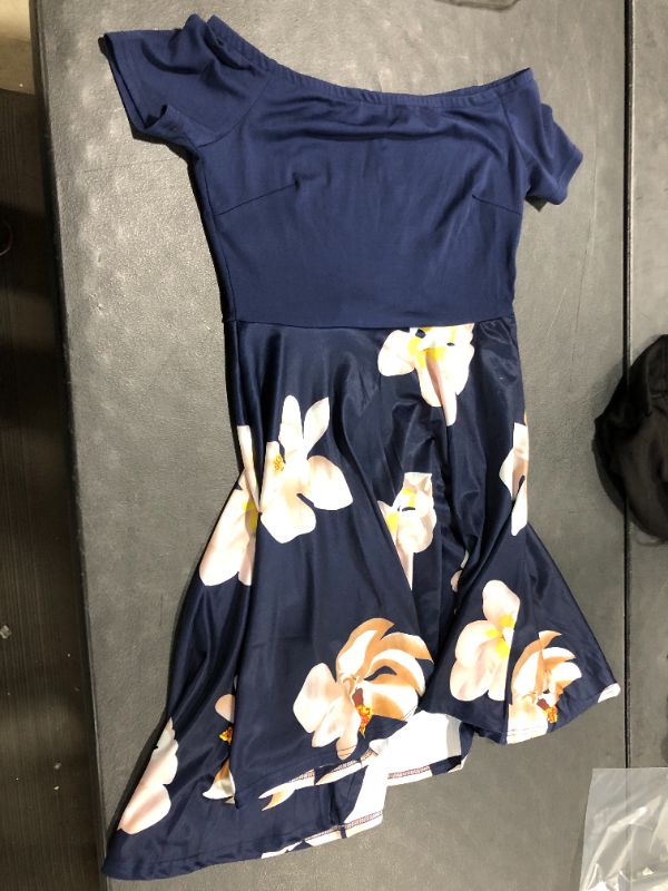Photo 1 of Cuqy Blue Short Sleeved Skirt with Floral Design Large