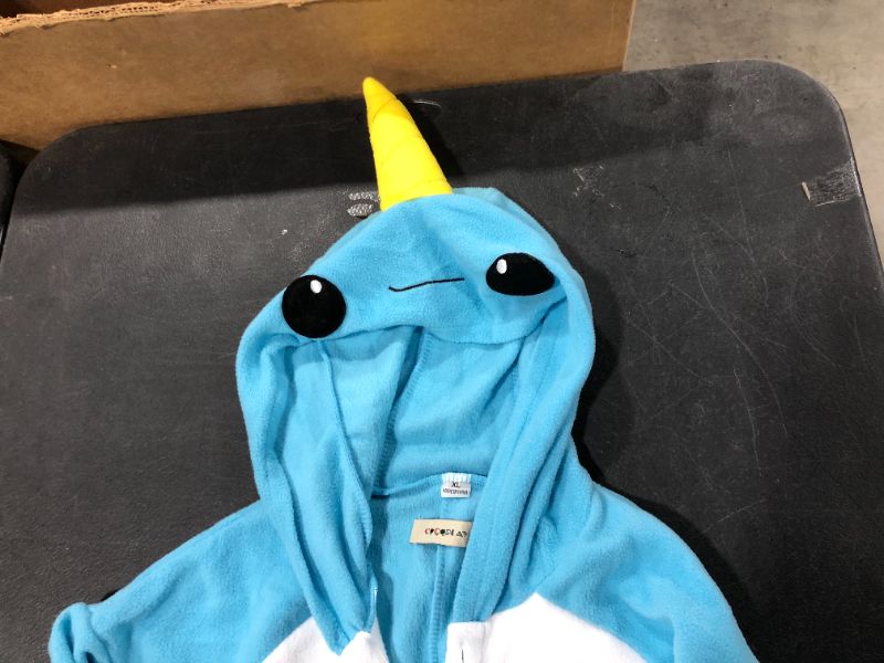 Photo 1 of Adult Narwhal Onesie Animal Pajamas-Plush One Piece Halloween Cosplay Costume
