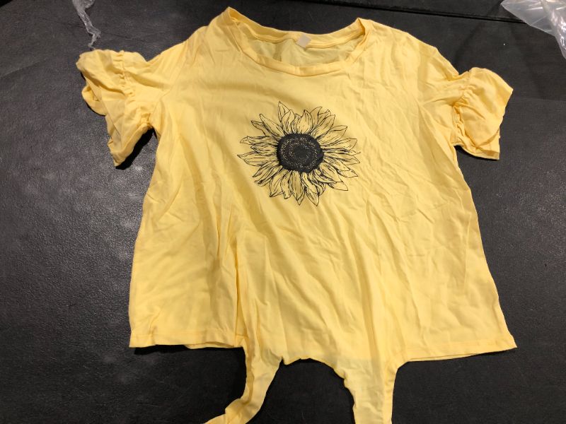 Photo 1 of Yellow Short Sleeved Top with Sunflower Pattern Large 