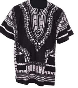 Photo 1 of Black Traditional African Print Unisex Dashiki Shirt size 5xl
