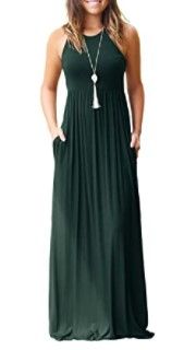 Photo 1 of GRECERELLE Women's Sleeveless Long Maxi Summer Casual Dresses Dark Green Large
