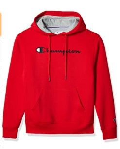 Photo 1 of Champion Men's Powerblend Fleece Pullover Hoodie, Classic Script Logo SIZE S
