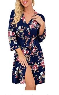 Photo 1 of PrinStory Women Kimono Robes Short Lightweight Robe Soft Knit Sleepwear Casual Knit Bathrobe Ladies Loungewear SIZE XL
