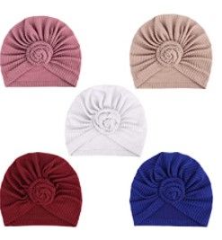 Photo 1 of DRESHOW 5 Pack Knotted Headwraps for Women African Turban Pre-Knotted Beanie Headwraps
