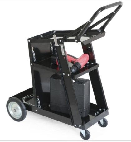 Photo 1 of Zimtown Universal Welding Cart, 3 Shelves Plasma Cutter Welding Trolley Tank with Wheels, for Mig / Tig / ARC Welder Storage
