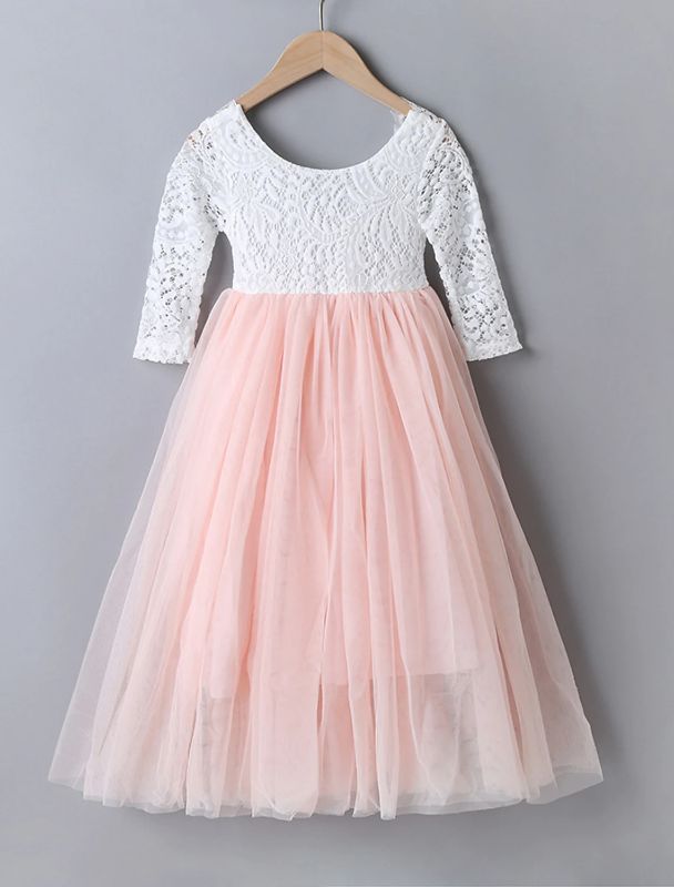 Photo 1 of 
cheap Casual Dresses-Kids Little Girls&#039; Dress Color Block Swing Dress Special Occasion Backless Mesh Lace Blushing Pink White Maxi Long Sleeve Long Sweet Dresses Children&#039;s Day All Seasons Regular Fit 4-12 Years
cheap Casual Dresses-Kids Little