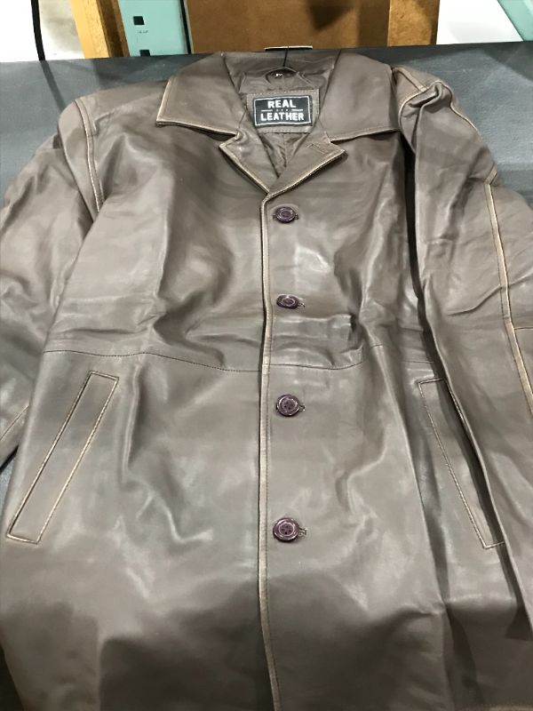 Photo 1 of "Real Leather" brown button up jacket (XXL)
