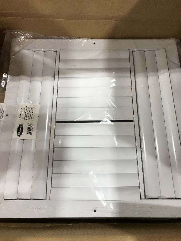 Photo 2 of 14 x 14 inch Ceiling Vent Cover in Aluminum, Air Diffuser HVAC air Supply Vent. 4 Way air Direction with Adjustable Curved Blades. White. The Outer Size is 15,625" Width X 15,625" Height.