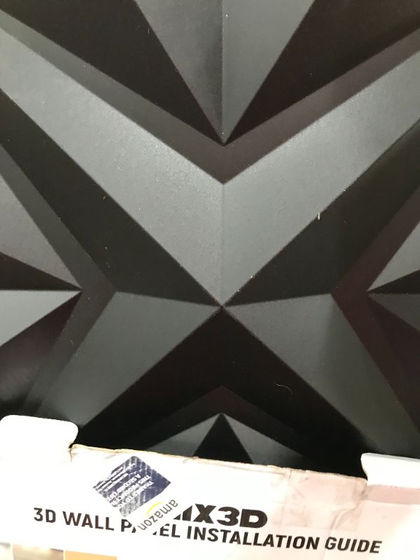 Photo 2 of Art3dwallpanels PVC Wall Panels, 3D Wall Panels for Interior Wall Decor, Black Wall Decor PVC Panel, Start 3D Textured Wall Panels, Pack of 12 PVC Wall Tiles Each Box