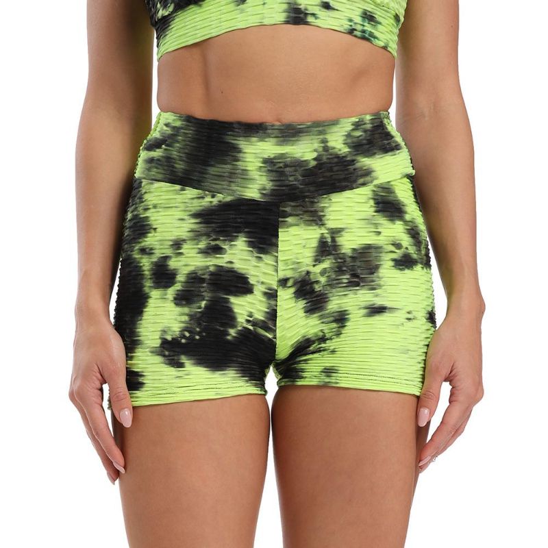 Photo 1 of honeycomb spandex neon green and black shorts tie dye (XL)