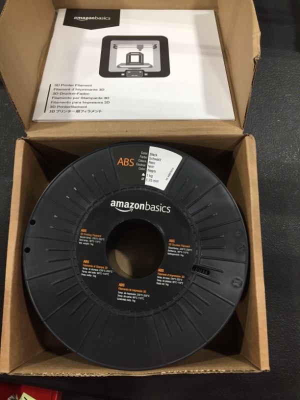 Photo 2 of Amazon Basics ABS 3D Printer Filament, 1.75mm, Black, 1 kg Spool
