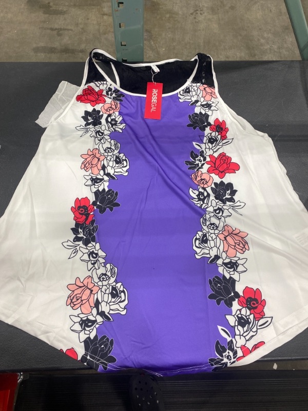 Photo 1 of 3XL, womens white and purple floral tank top 