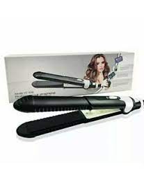 Photo 1 of YC338 Hair Straightener Curler Hair Flat Iron Negative Ion Hair Straightening Curling Corrugation Iron for Dry Wet Hair Black
