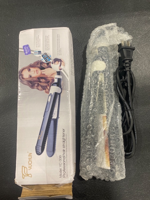 Photo 2 of YC338 Hair Straightener Curler Hair Flat Iron Negative Ion Hair Straightening Curling Corrugation Iron for Dry Wet Hair Black
