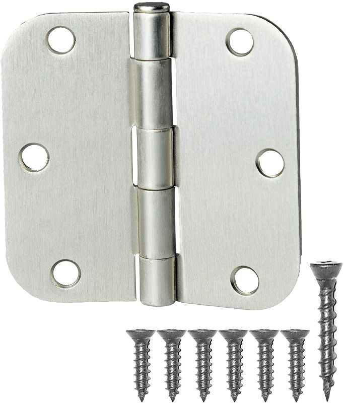 Photo 1 of 6 Pack of Door Hinges Satin Nickel - 3 ½” x 3 ½” Inch Interior Hinges for Doors Brushed Nickel with 5/8" Radius Corners