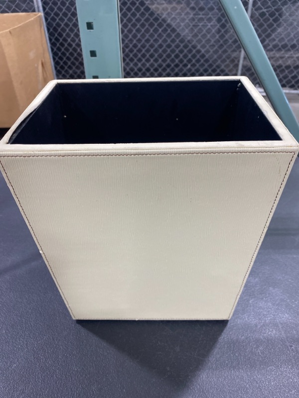 Photo 1 of Beige tan trash can, 11in H, 9.5in W