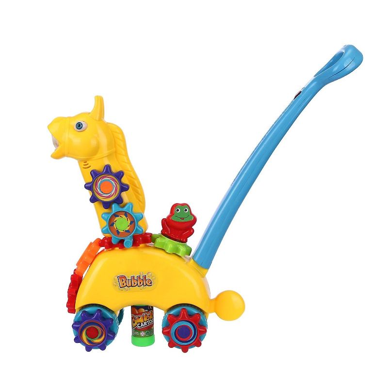 Photo 1 of Children Hand Push Giraffe Bubble Machine Car Bubble Lawn Mower Outdoor Bubble Blowing Toy
