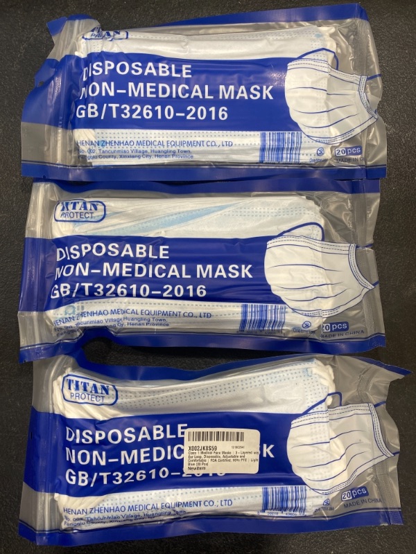 Photo 1 of 60PCS disposable face masks 