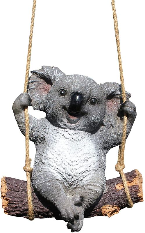 Photo 1 of BUICCE Koala Bear Swing Creative Garden Decor Statue Hanging Cute Funny Animal Resin Simulation Animal Sculpture Landscape for Yard Ornament Outdoor Indoor.
