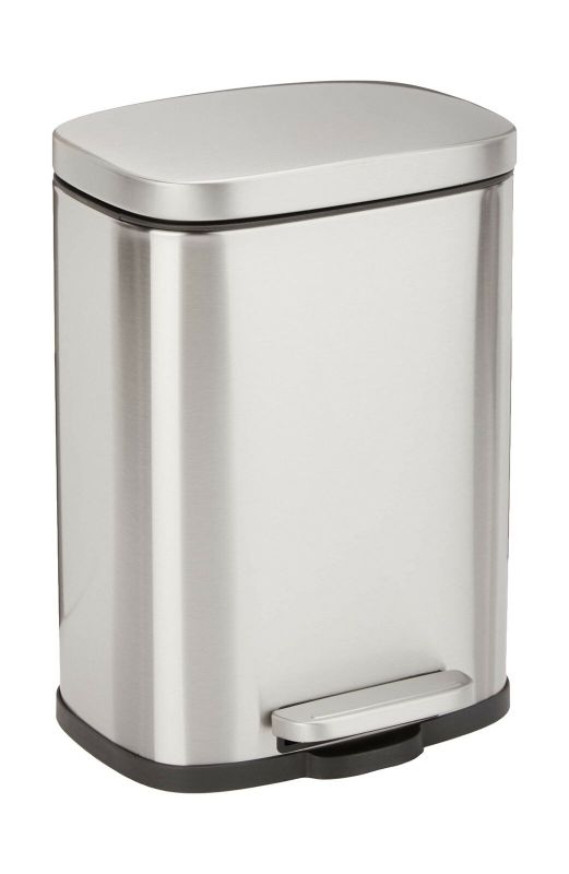 Photo 1 of Amazon Basics 5 Liter / 1.3 Gallon Soft-Close Trash Can with Foot Pedal - Sta...
