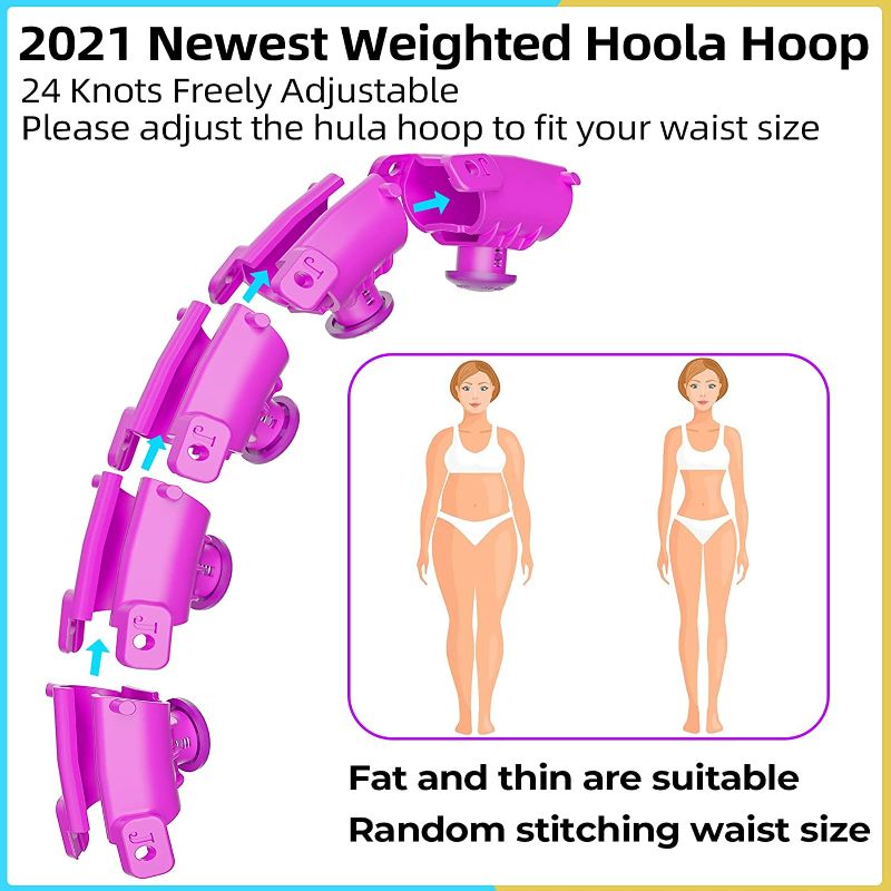 Photo 3 of [USA FDA] Smart Weighted Hoola Hoop, Fitness Hula Hoops for 360° Exercise, 24 Sections Detachable Knots with Adjustable Auto-Spinning Ball, Friendly for Adults and Beginners