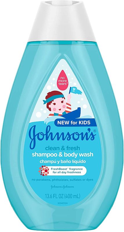 Photo 1 of Johnson's Baby Clean Fresh TearFree Children's Shampoo Body Wash Paraben Sulfate DyeFree Formula is Hypoallergenic Gentle on Toddler's Sensitive Skin FreshBoost Fragrance, Sulfate-Free, 13.6 Fl Oz
