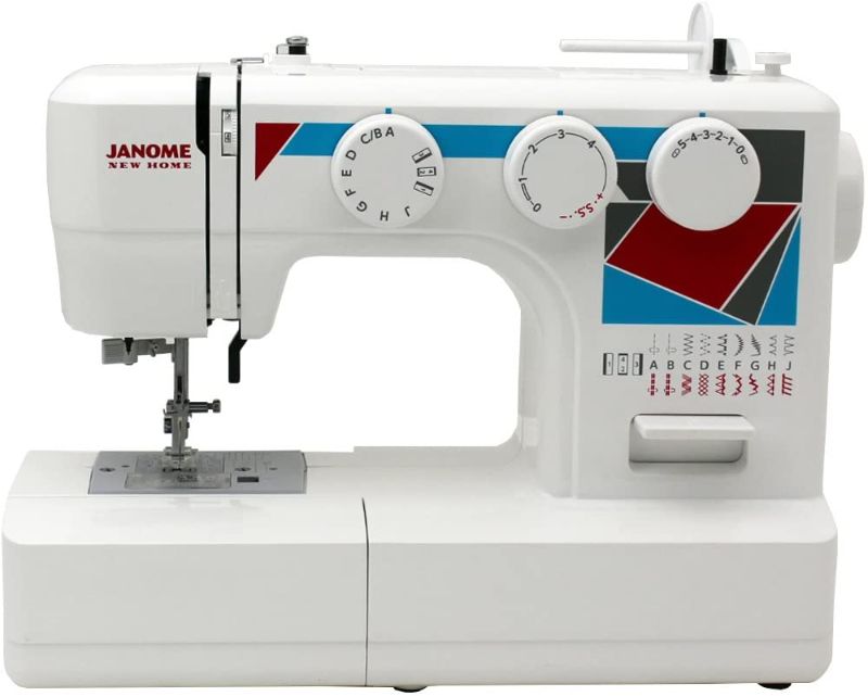 Photo 1 of Janome MOD-19 Easy-to-Use Sewing Machine with 19 Stitches, Automatic Needle Threader and 5-Piece Feed Dogs
