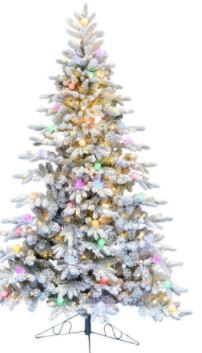 Photo 1 of 6.5 ft. Snowy Half Artificial Christmas Tree with Lights