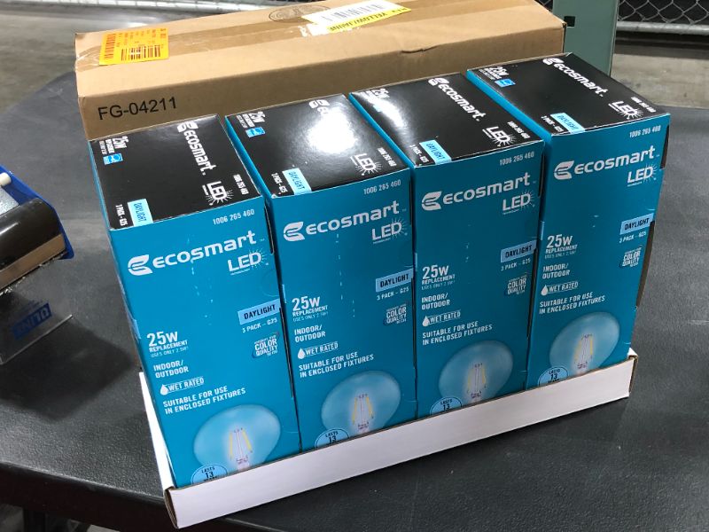Photo 1 of 25-Watt Equivalent G25 Dimmable Globe Clear Glass Filament LED Vintage Edison Light Bulb Daylight (12-Pack)