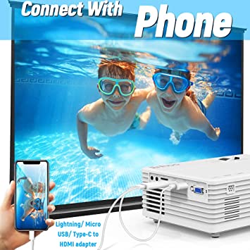 Photo 3 of Mini Video Projector with 6500 Brightness, 1080P Supported, Portable Outdoor Movie Projector, 176" Display Compatible with TV Stick, HDMI, USB, VGA, AV for Home Entertainment
