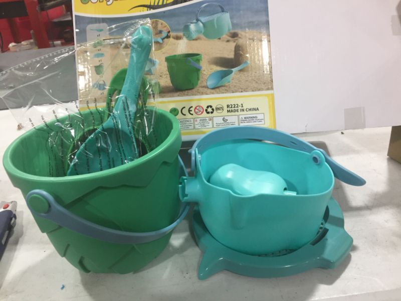 Photo 2 of burgkidz Sand Toys Set for Kids, Toddlers Beach Toys Dinosaur Theme Series, Includes Sand Bucket Shovels Watering Can and Sand Sieve Toys for Beach
