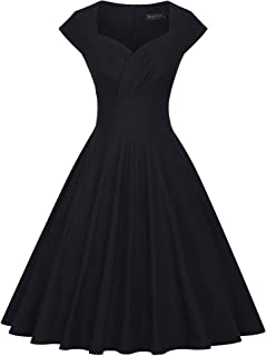 Photo 1 of GownTown Womens Dresses Party Dresses 1950s Vintage Dresses Swing Stretchy Dresses, Black, Small