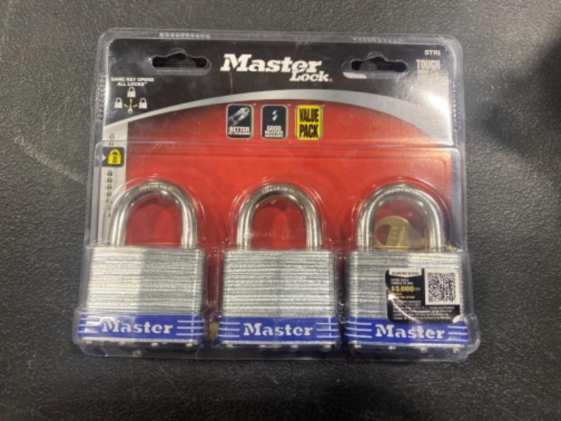 Photo 1 of 2in (51mm) Wide Laminated Steel Pin Tumbler Padlock; 3 pack
