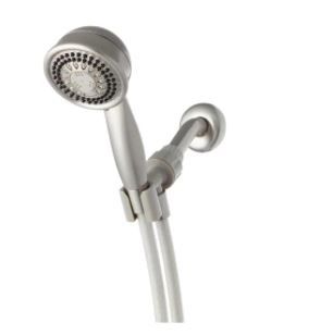 Photo 1 of 5-Spray 3.5 in. Single Wall Mount 1.8 GPM Handheld Adjustable Shower Head in Brushed Nickel
