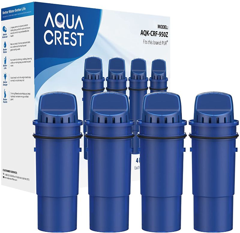 Photo 1 of AQUA CREST AQK-CRF-950Z NSF Certified Pitcher Water Filter, Replacement for Pur CRF950Z, DS-1800Z, PPT700W, PPF951K, CR-1100C, CR-6000C, PPT711W, PPT711, PPT710W and More Pur Pitchers (Pack of 4)
