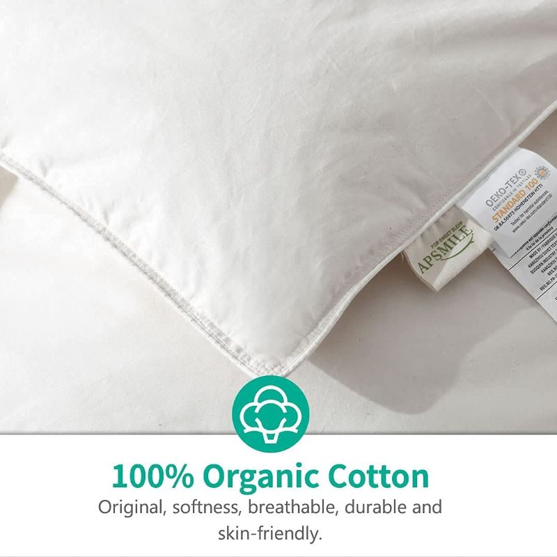 Photo 1 of APSMILE Goose Down Comforter Duvet Queen Size, All Seasons Down Duvet -Organic Cotton, 750 Fill-Power 42oz Medium Warm Hotel Comforter Insert, 90x90, Ivory White
