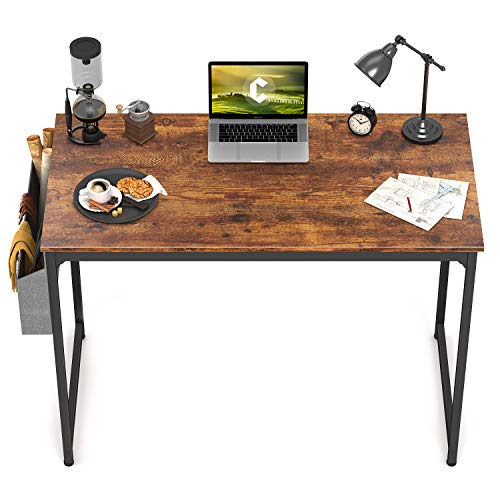 Photo 1 of CubiCubi Study Computer Desk 40" Home Office Writing Small Desk, Modern Simple Style PC Table, Black Metal Frame, Rustic Brown
