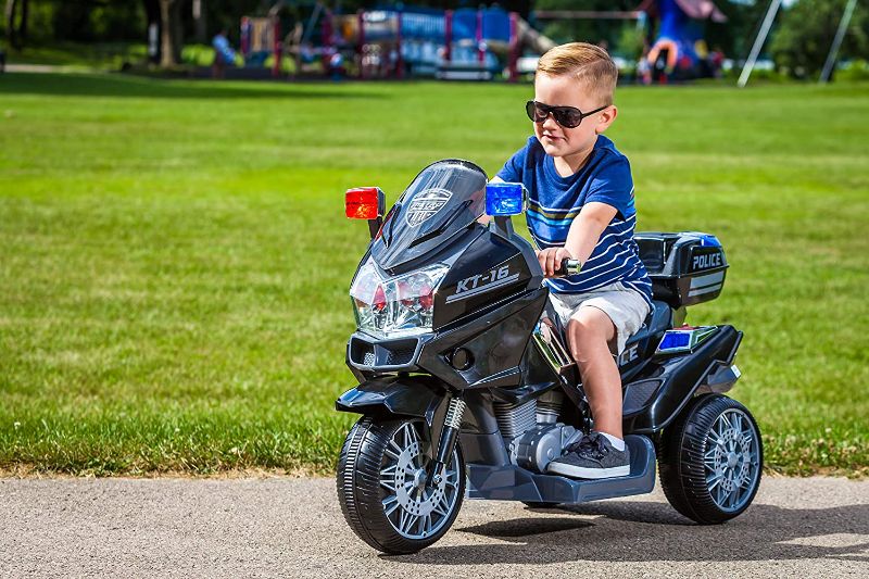 Photo 2 of Kid Trax Police Rescue Motorcycle 6V Battery-Powered Ride-On Toy,Black,6 Volt
