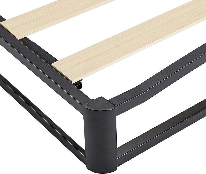 Photo 3 of Amazon Basics 10" Modern Metal Platform Bed with Wood Slat Support - Mattress Foundation - No Box Spring Needed, King
