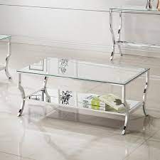 Photo 1 of Coaster 720338-CO Glass Top Coffee Table, Chrome