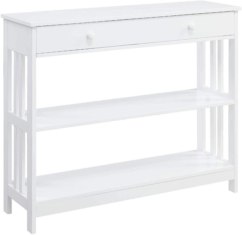 Photo 1 of Convenience Concepts Mission 1 Drawer Console Table, White
