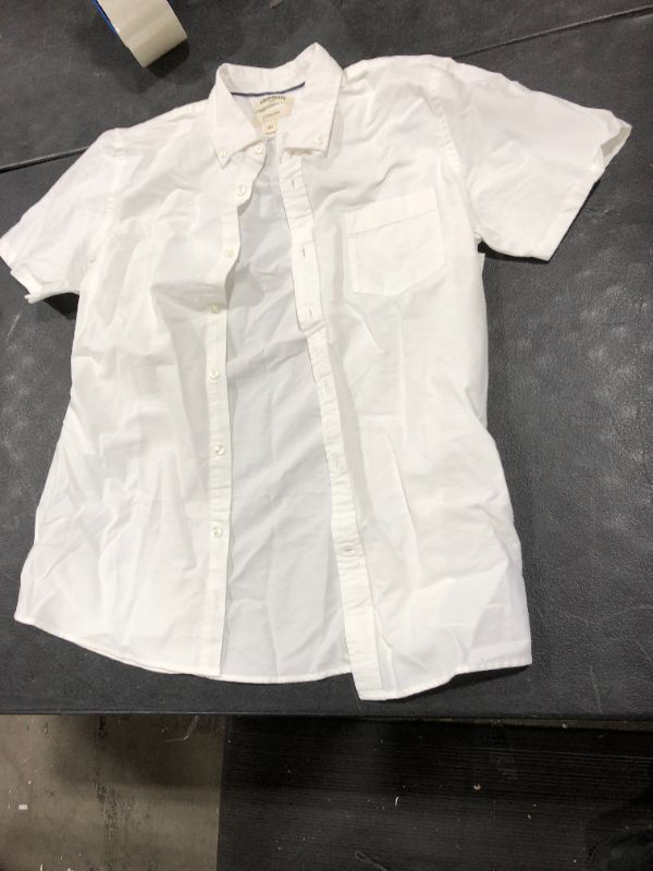 Photo 2 of Goodthreads Men's Slim-fit Short-sleeve Solid Oxford Shirt White Size Large