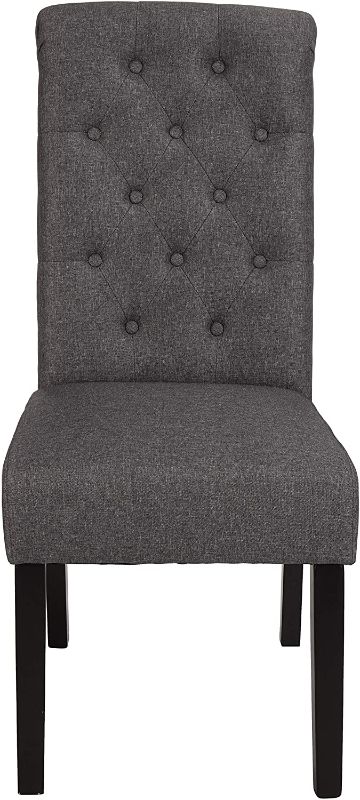 Photo 1 of Amazon Basics Classic Fabric Tufted Dining Chair with Wooden Legs