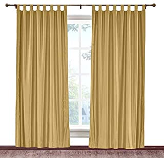 Photo 2 of 2pk Curtains One Curtain Panel- Beige- Tab Top- 100W x 80L & One Curtain Panel by Braiden. 52W x 92L Navy and Beige-Grommets