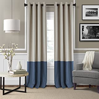 Photo 1 of 2pk Curtains One Curtain Panel- Beige- Tab Top- 100W x 80L & One Curtain Panel by Braiden. 52W x 92L Navy and Beige-Grommets