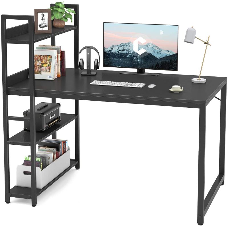 Photo 1 of Cubicubi Computer Desk 47 inch with Storage Shelves Study Writing Table for Home Office,Modern Simple Style,Black
