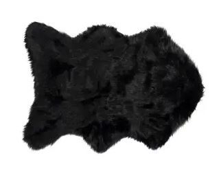 Photo 1 of  Faux Sheepskin Fur Rug Black Fluffy 34 x22 in